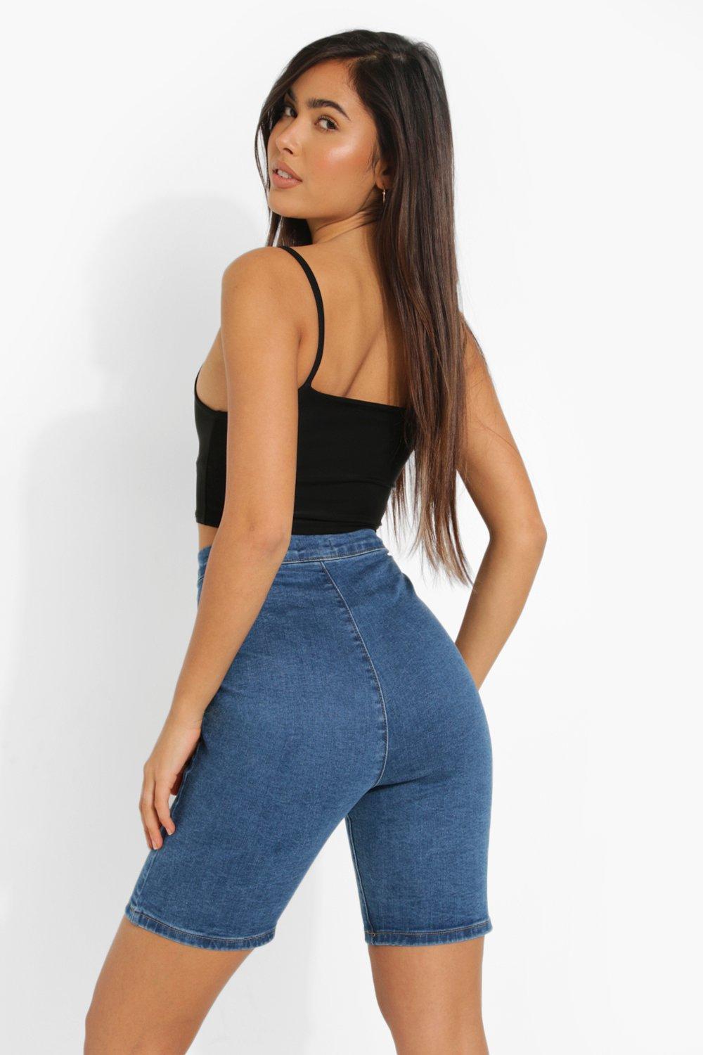 High waisted denim store cycling shorts